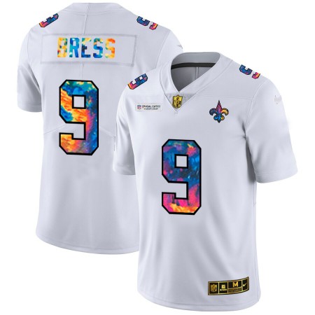 Camiseta Hombre NFL New Orleans Saints Drew Brees 9 Nike 2020 Multicolor Blanco